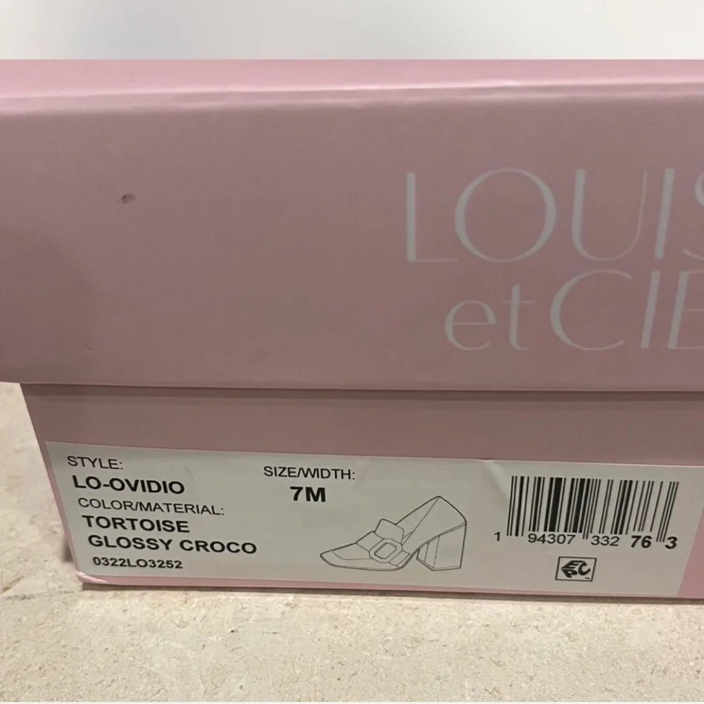 Louise et Cie Ovidio Tortoise Croc Embossed Leather Loafer Heels 7
